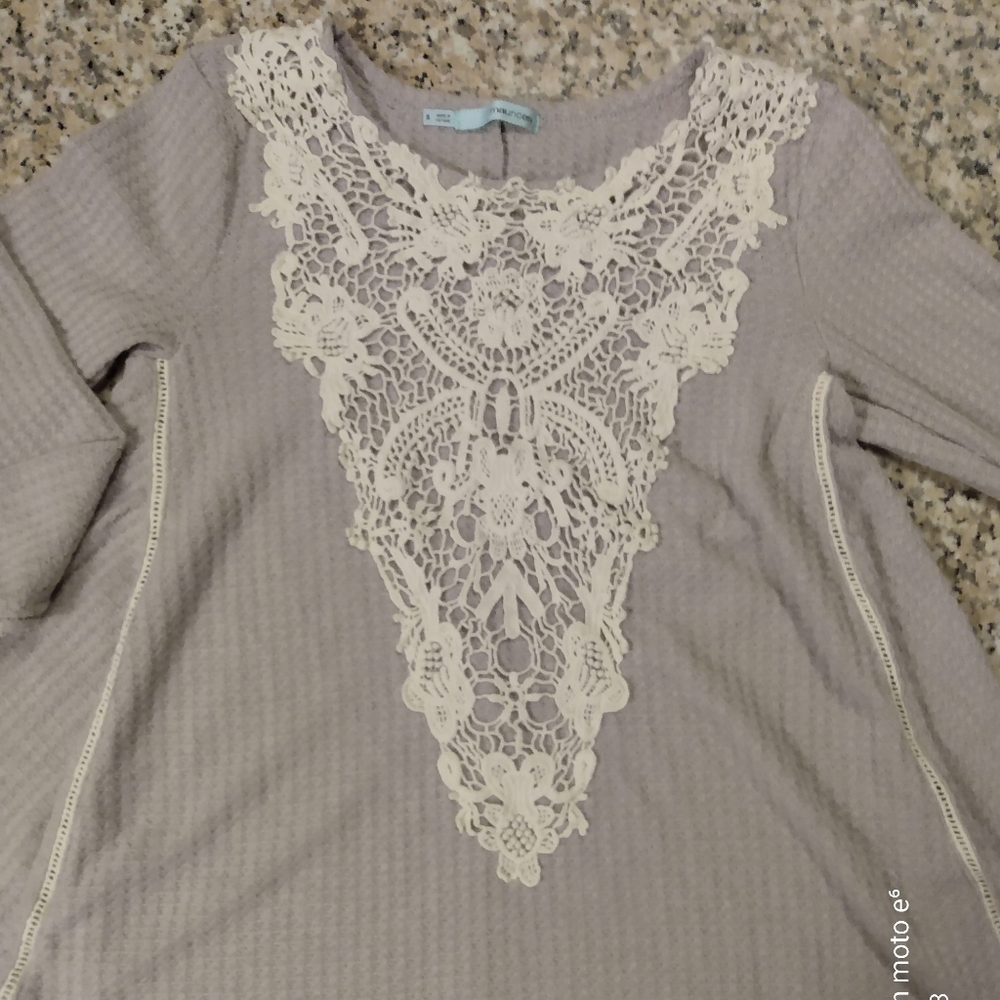 Lace front Hi-Lo boho shirt
